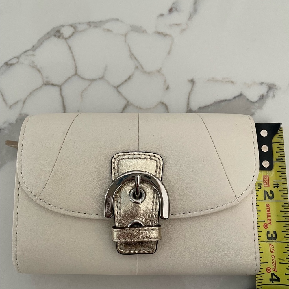 Coach cream and gold women's mini wallet